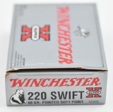 .220 swift ammunition, (1) box Winchester 50 grs. PSP 20 rounds....