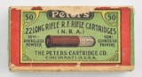 Extremely Rare .22 LR ammunition, (1) two piece Peters Cartridge Co. Long rifle (N.R.A.) No. 2221