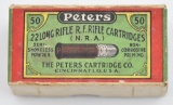 Extremely Rare .22 LR ammunition, (1) two piece box Peters Cartridge Co. Long rifle (N.R.A.) No.2221