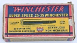 .25-35 Winchester ammunition, (1) box Winchester Super Speed Staynless S.P. 117 gr.