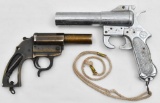 (2) signal/flare guns, one is a Signal Pyrotechnic Co. No. 160 and other is unmarked....