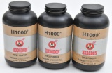 (3) Hodgdon H1000 rifle powder 1 lb. containers, all weighing approximately 1.120 lbs.