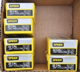 (6) Boxes Speer 22 cal. 52 grs. Hollow Point bullets, three of which are sealed full,