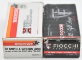 .32 S&W Long ammunition (2) boxes, one is factory Fiocchi 97 grs. FMJ and