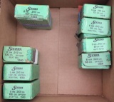 (8) Boxes Sierra 6mm bullets, three are 100 grs. boat tail, one is 107 grs. Match,