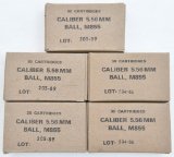 5.56mm ammunition (5) boxes marked