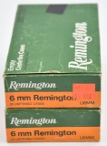 Custom loaded 6mm Remington ammunition (2) boxes