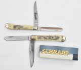 Schrade Scrimshaw folding knife lot to include