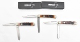 (3) Boker Plus 2 blade folding trapper knives.