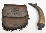 Early leather black powder essentials bag