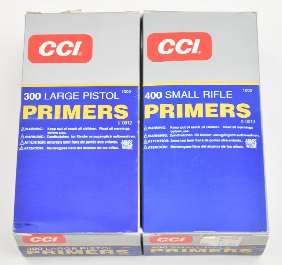 (2) Boxes CCI primers, one 400 small rifle,