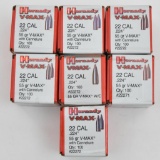 Lot of (7) boxes Hornady V/MAX 22 cal .244