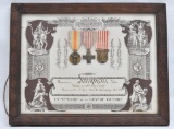 WWI French Army medals and certificate