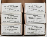 7.62x25mm Tokarev ammunition (6) boxes