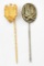 (2) WWII German stick pins, Wehrmacht eagle in gold finish and a general assault in silver finish.