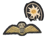 (2) WW II Era patches to include; RAF Royal Air Force Bullion Pilots Wings padded and a