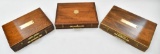 (3) Wooden handgun display chests measuring approximately 15.5