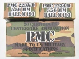 5.56mm 223 A/D ammunition - (6) boxes PMC BALL M193, 20 round boxes,