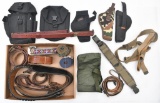 Assorted lot of slings, belts and holsters.
