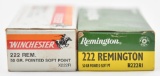 .222 Remington ammunition - (36) rounds, one full box Remington 50 grain PSP and sixteen rounds
