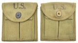(2) U.S. WWII 1943 dated canvas magazine pouches and 1 HINSON MFG. CO. JUNE 1941 marked pack.