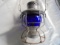 OLD PENN. CENTRAL RAILROAD LANTERN WITH BLUE GLASS GLOBE-ADLAKE MARK