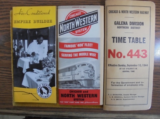 3 OLD RAILROAD TIME TABLES-NORTH WESTERN-GREAT NORTHERN RAILWAY & CHICAGO & NORTH WESTERN RAILWAY