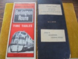 BURLINGTON ROUTE TIME TABLE DATED 1948 AND A PENN. RAILROAD TIME TABLE FROM 1924
