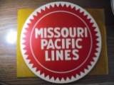 OLDER REMAKE OF A MISSOURI PACIFIC LINES SIGN-MADE OF MASONITE-GREAT COLOR