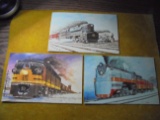 3 VINTAGE POST CARD OF RAILROAD LOCOMOTIVES-ALL DIFFERENT AND VERY CLEAN