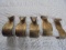 5 OLD BRASS PICTURE HOOKS FOR MOLDINGS -4 ORNATE DESIGNS