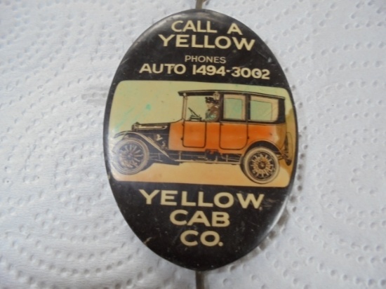 VINTAGE YELLOW CAB COMPANY ADVERTISING WALL HOOK-VERY GRAPHIC AND QUITE RARE