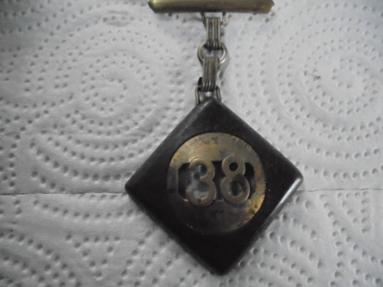 OLD "38" PIN WITH BAKELITE FRAME-NEAT FIND