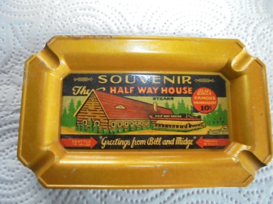 SOUVENIR TRAY FROM "HALF WAY HOUSE" IN WASHINGTON STATE-"FAMOUS FOR OUR 10 CENT HAMBURGERS"