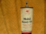EARLY MOBIL HANDY OIL TIN-4 OZ SIZE-PEGASUS LOGO-EXCELLENT CONDITION OVAL CAN