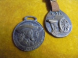 TWO OLD BRASS WATCH FOBS-BUFFALO BILL AND 