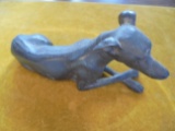OLD ART DECO DOG-SPELTER WITH DARK FINISH-5 1/2 INCHES LONG