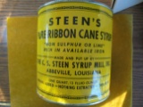 VINTAGE STEEN'S PURE SUGAR CANE SYURP QUART ADVERTISING CAN OR TIN WITH LID