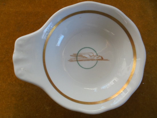 RARE UNION PACIFIC "WINGED STREAMLINER" ICE CREAM SHELL DISH FROM THE DINING CAR