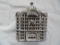 OLD CAST IRON COIN BANK IN THE SHAPE OF A BANK BUILDING-ORIGINAL PAINTED SURFACE