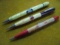 3 OLD MECHANICAL PENCILS WITH ADVERTISING-STATE INS.--PHILLIPS 66 & OLIVER COAL