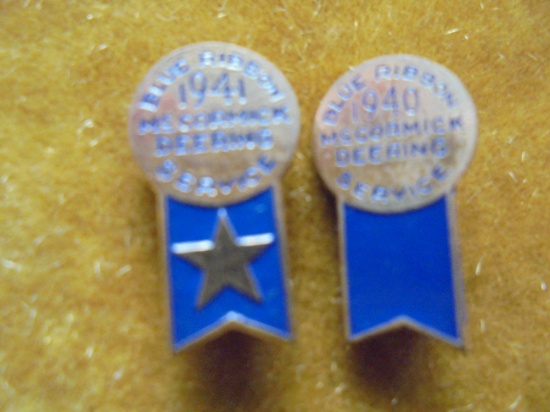 TWO OLD "McCORMICK DEERING" SERVICE PINS--1940 AND 1941