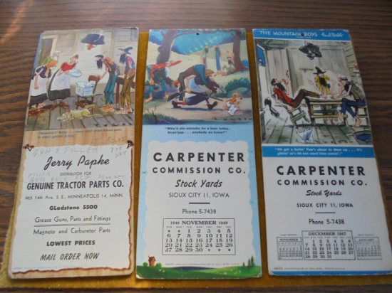 5 OLD CALENDAR INK BLOTTERS FROM SIOUX CITY STOCK YARKS--CARPENTER COMM. CO. AND ONE TRACTOR PARTS