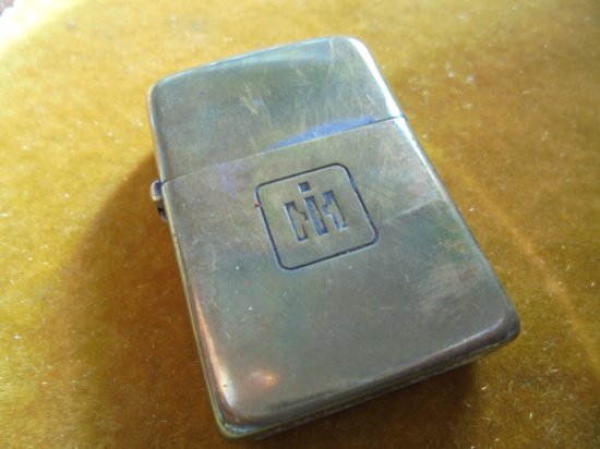 NEAT OLD BRASS ZIPPO CIGARETTE LIGHTER WITH "I-H" ADVERTISING