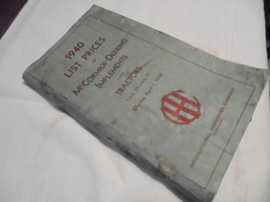 1940 "McCORMICK-DEERING" IMPLEMENTS & TRACTORS LIST PRICE CATALOG