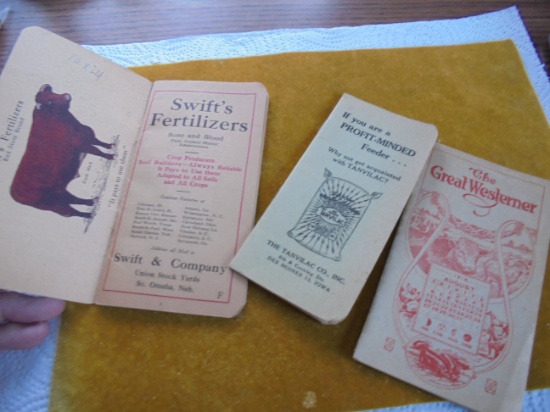 3 POCKET SIZED ADVERTISING BOOKLETS AND LEDGERS