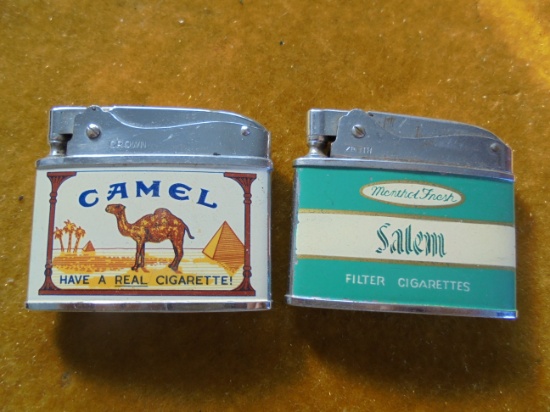 2 OLD ADVERTISING CIGARETTE LIGHTERS-SALEM & CAMEL