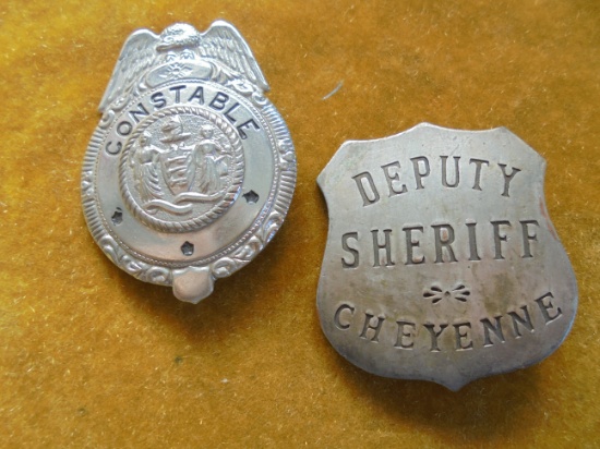 TWO OLD POLICE RELATED BADGES--UNSURE OF AGE
