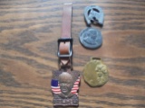 2 WATCH FOBS AND TWO METAL ITEMS-ONE IS WILLIAM J. BRYAN FOR PRESIDENT