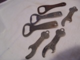 6 OLD METAL BOTTLE OPENERS-3 COUNTRY CLUB-MILLER & SHEA'S